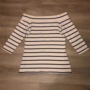 LOFT off the shoulder striped tee
